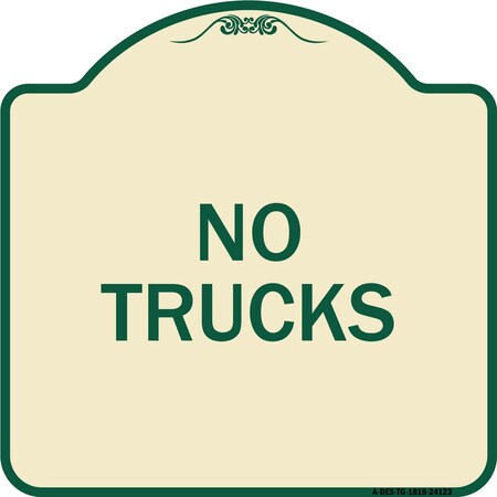 Signmission Designer Series Driveway No Trucks, Tan & Green Heavy-Gauge Aluminum Sign, 18" x 18", TG-1818-24123 A-DES-TG-1818-24123